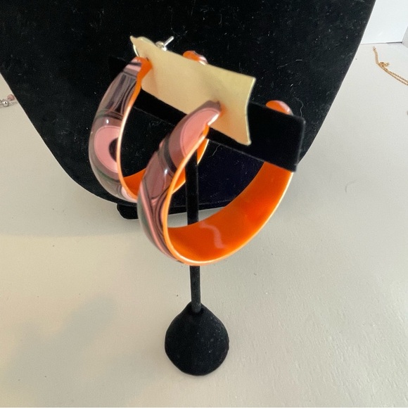 Vintage Funky Large 70s Hoop Earrings - 2 Pair - Picture 4 of 13